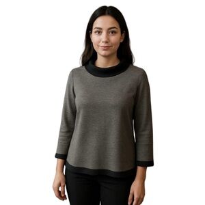 J McLaughlin Merino Wool Three Quarter Sleeve Sweater Brown Tan Large